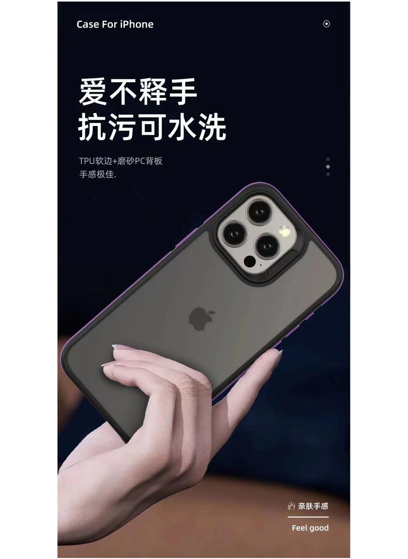 Generic - A back cover with a matte texture a delicate colored frame shock protection and protection for the camera from breakage For Iphone 15 (Grey) - Image 1