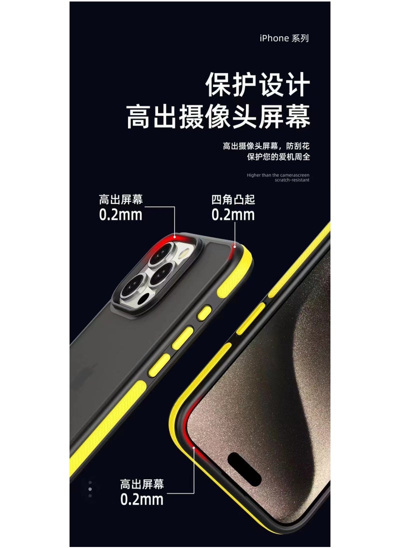 Generic - A back cover with a matte texture a delicate colored frame shock protection and protection for the camera from breakage For Iphone 15 (Grey) - Image 1