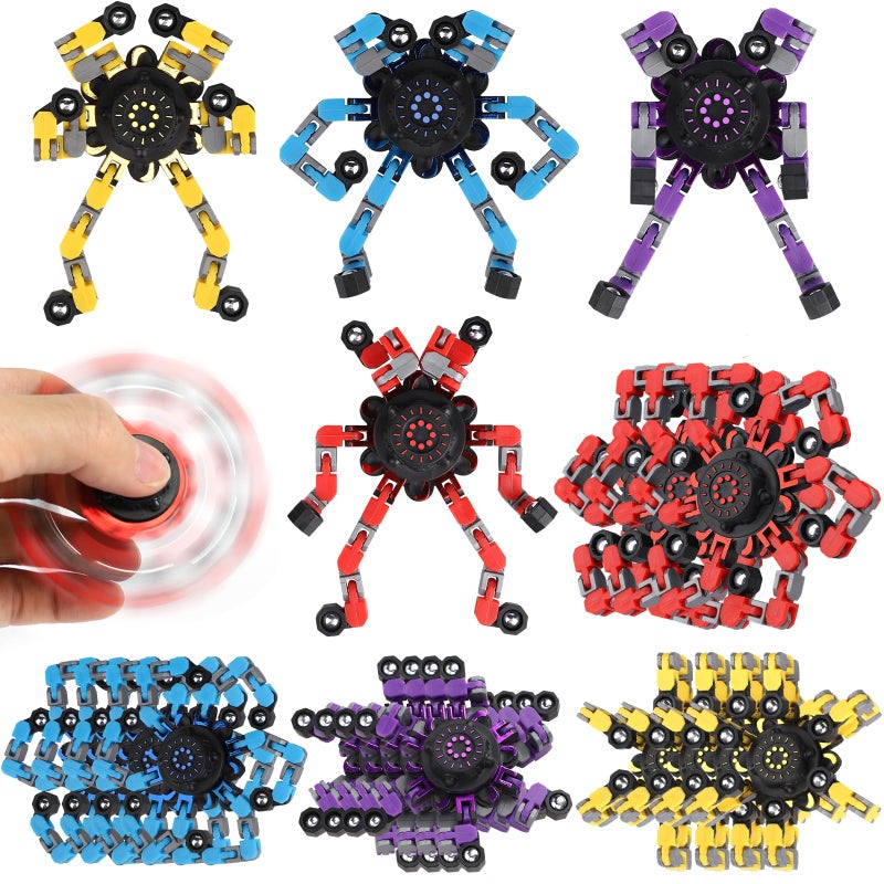 Dilabnba 8PCS Transformable Fidget Spinner Toy for Kids Adults Deformation Robot Chain Spinner Fingertip Gyro Toys for Boys Girls 312 Stress Relief Sensory Toys for Goodie Bag Fillers Kids Travel - Image 3