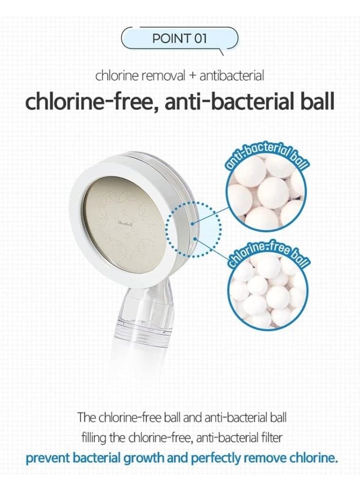 Dewbell فلتر رأس دش شاور-إي واسع، صنع في كوريا، يزيل الكلور والملوثات الضارة، يمنع تساقط الشعر ويرطب بشرتك - Image 3