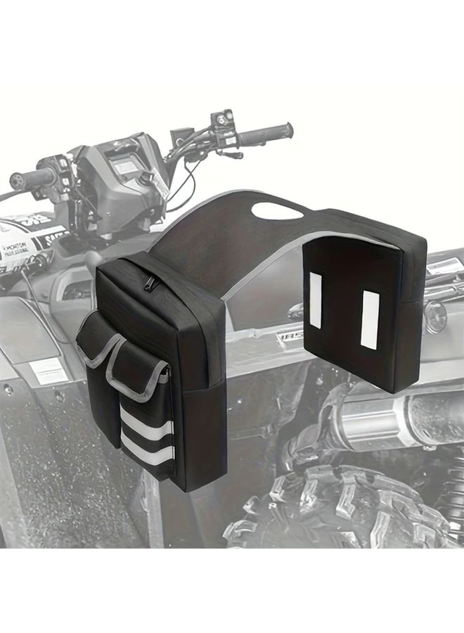 Black Motorcycle Atv Front Storage Bag Adjustable Straps Durable Polyester Organizer