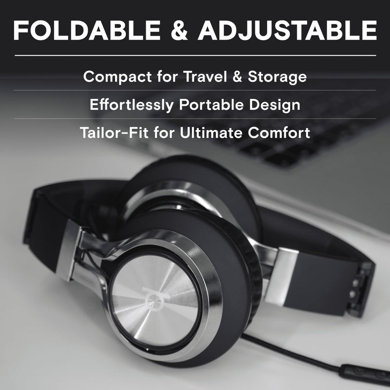 ARTIX CL750 Wired Headphones with Mic & Volume Control â€” Noise Isolating On-Ear Headphones for Computer and Laptop Wired, Plug in Corded Headphone with Wire (Foldable, Aux Jack 3.5mm) - Image 4