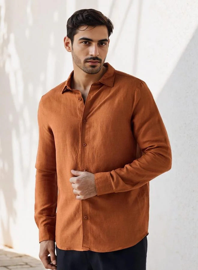 سبلاش فيڤ قميص كتان بقصة عادية