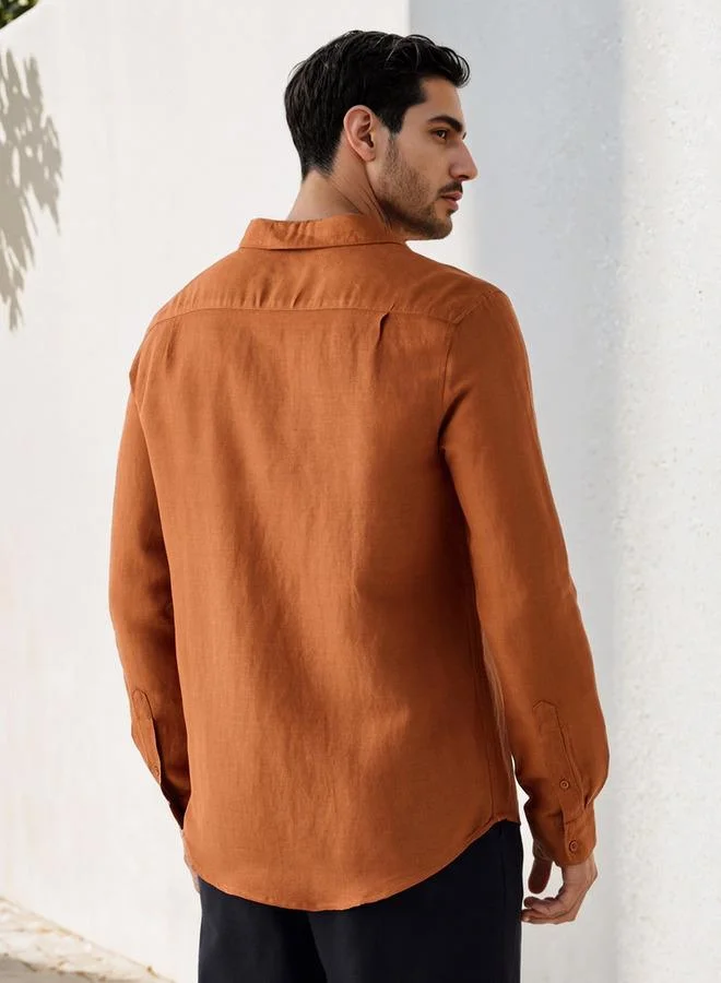 Splash FAV  Regular Fit Linen Blend Shirt for Men | Best Price UAE