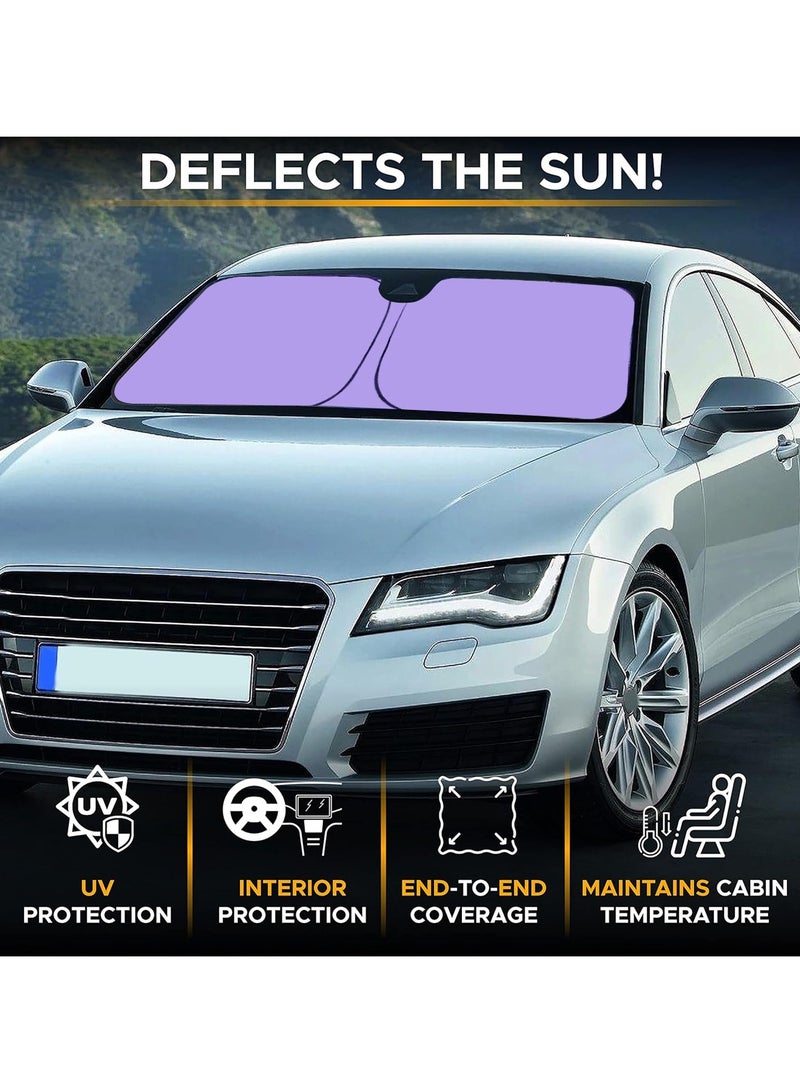 اي جي سي مظلة للزجاج الأمامي للسيارة، مظلة لأشعة الشمس للسيارة وواقي من الأشعة فوق البنفسجية وواقي للحرارة وواقي من الشمس قابل للطي يحافظ على برودة سيارتك ويحجب الأشعة فوق البنفسجية - بنفسجي - Image 4