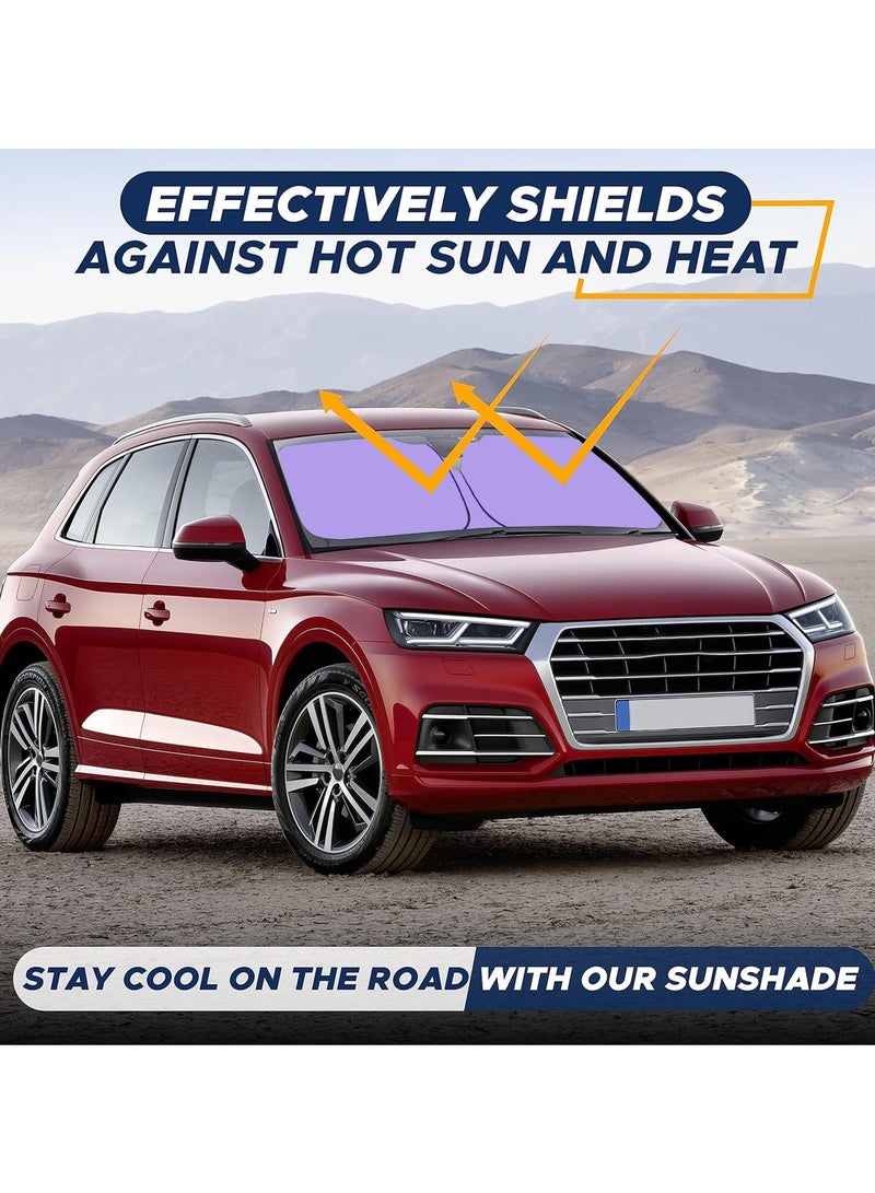 اي جي سي مظلة للزجاج الأمامي للسيارة، مظلة لأشعة الشمس للسيارة وواقي من الأشعة فوق البنفسجية وواقي للحرارة وواقي من الشمس قابل للطي يحافظ على برودة سيارتك ويحجب الأشعة فوق البنفسجية - بنفسجي - Image 5