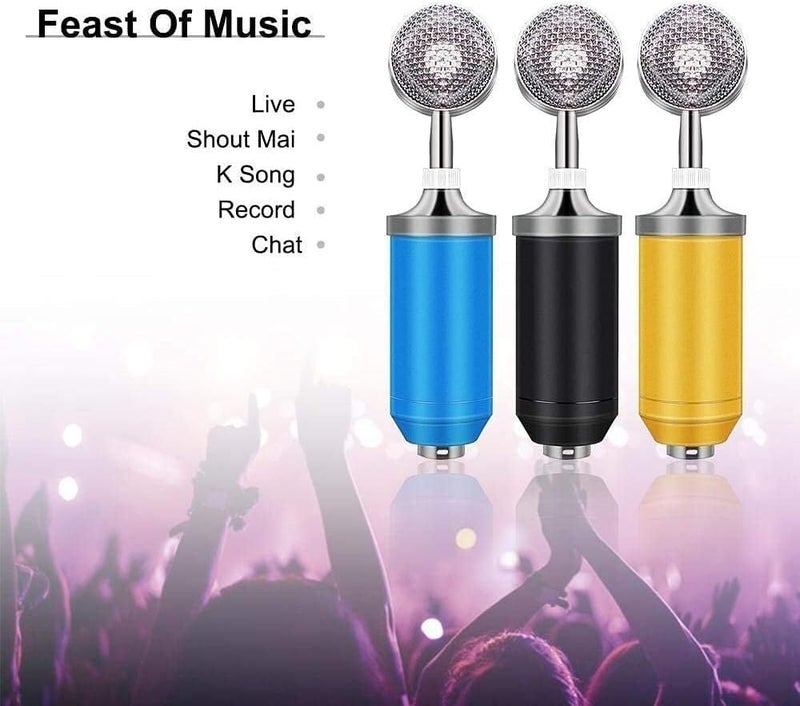 Sound Card Condenser Microphone Computer Microphone Network K Song Shouting Live Game Chat Recording Microphone, Beige - Image 4