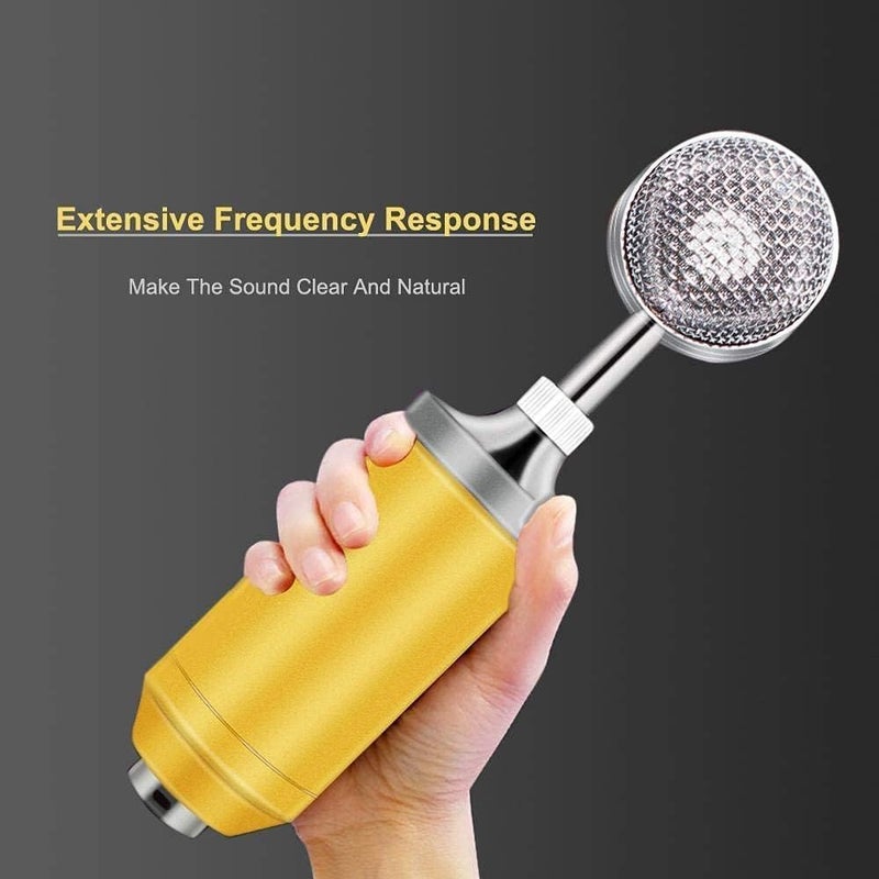 Sound Card Condenser Microphone Computer Microphone Network K Song Shouting Live Game Chat Recording Microphone, Beige - Image 3