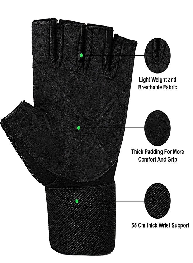 Spike Fitness Gym Gloves with Wrist Support Grip and Breathable Glove Design Used for Weight Lifting, Pull Up, Crossfit, Cycling, Driving, Fitness, Gym Training for both Men and Women. (Medium, Black) - Image 3