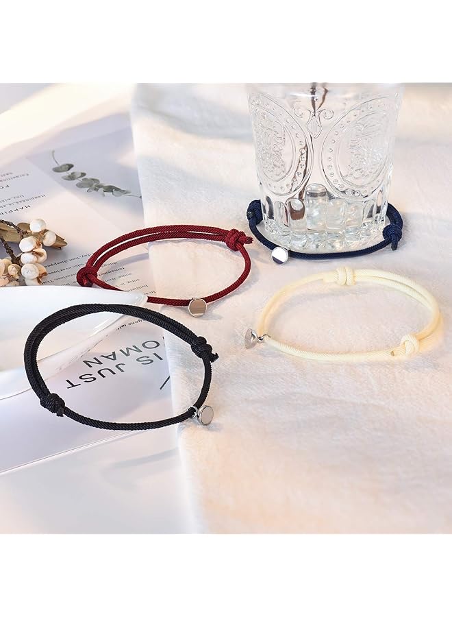 erorex 2Pcs Magnetic Couple Bracelet Set Vows Of Eternal Love Jewelry Couple Bestfriend Braided Bracelet Graduation Gift Men Women Valentine'S Day Engagement Thanksgiving'S Day Wedding - Image 2