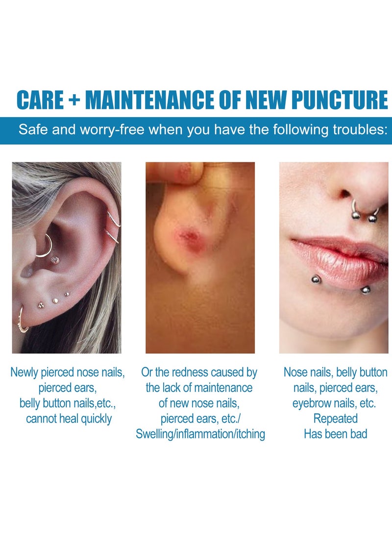 EELHOE Piercing Aftercare Spray, Solution to Shrink Piercing Bumps, Saline Cleaning Solution, Piercing Cleaner, Suitable for Ears, Nose, Tongue, Navel Piercings, Cleansing Treatment, Soothing Mist 30ml - Image 3