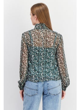 French Connection Women High Neck Long Sleeve Floral Print Top, Black Combo  - Image 3