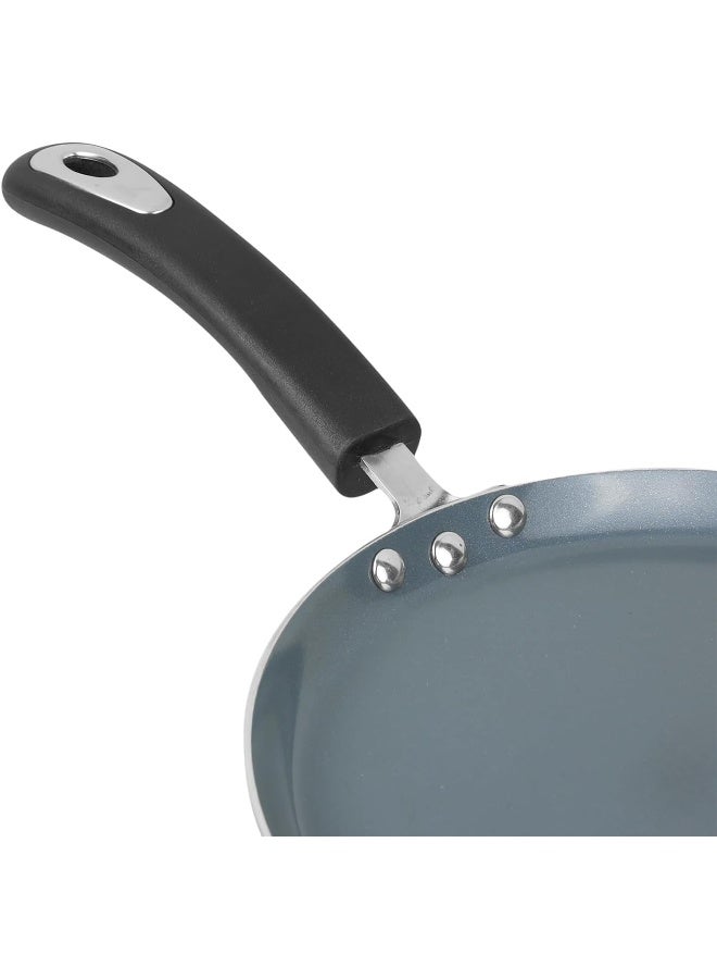 VINOD مقلاة دوسا فينود زست سيراميكا 28 سم مع مقبض أنيق مقاوم للحرارة، خالية من الالتصاق، للروتي، البراتا، دوسا مسطحة، مناسبة للطبخ بالحث، خالية من PFOA، ضمان لمدة 2 سنة باللون الأسود - Image 5