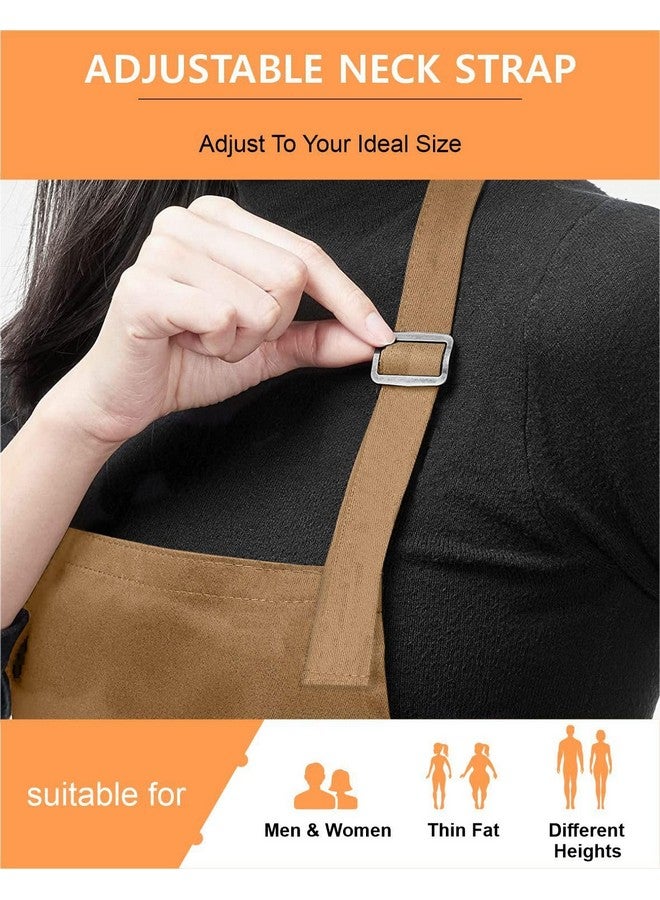 Cranique Polyester Kitchen Apron with Adjustable Strap Two Pockets for Women & Men | Free Size Apron for Hotel, Cafe, Restaurant, Salon, Workshop, Garage Cooking Apron | Pack of 3 (BLK-TN-BLU-3) - Image 2
