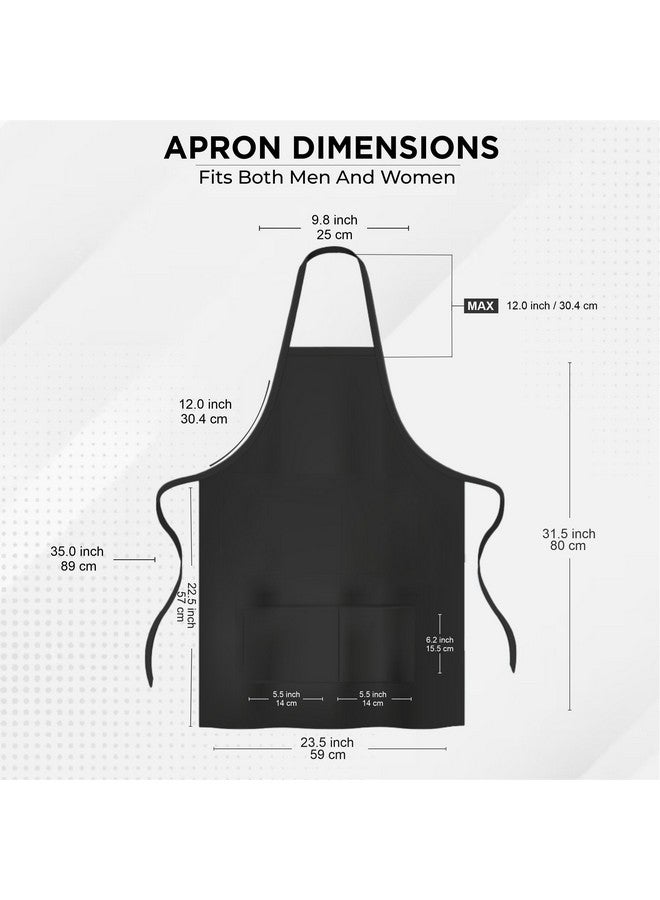 Cranique Polyester Kitchen Apron with Adjustable Strap Two Pockets for Women & Men | Free Size Apron for Hotel, Cafe, Restaurant, Salon, Workshop, Garage Cooking Apron | Pack of 3 (BLK-TN-BLU-3) - Image 4