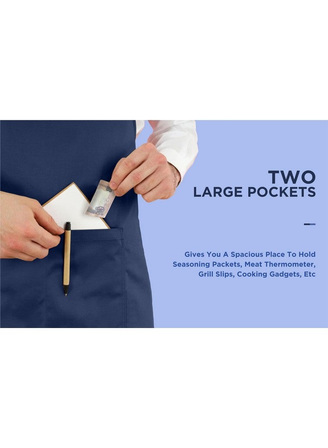 Cranique Polyester Kitchen Apron with Adjustable Strap Two Pockets for Women & Men | Free Size Apron for Hotel, Cafe, Restaurant, Salon, Workshop, Garage Cooking Apron | Pack of 3 (BLK-TN-BLU-3) - Image 3