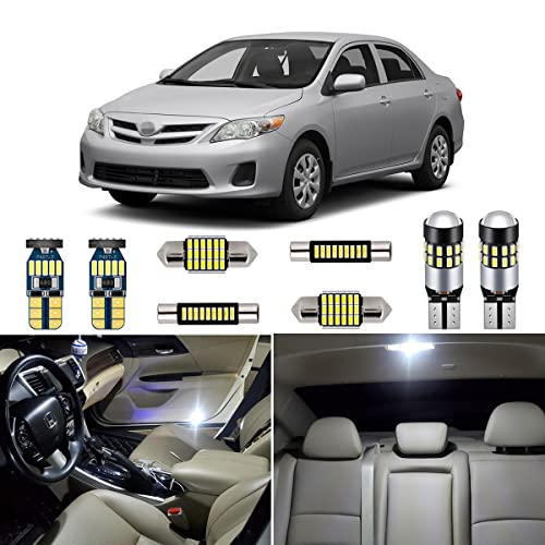 AUTOGINE طقم أضواء LED داخلية بيضاء مكون من 6 قطع لسيارة تويوتا كورولا 2003 2004 2005 2006 2007 2008 2009 2010 2011 2012 سوبر برايت 6000K + أداة تركيب - Image 1