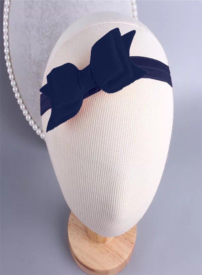 SYGA 3 Pcs Baby Headband, Flower & Bow Stretchable, Nylon HairBand for Newborn Infant Toddlers Kids 0-3 Year (Navy Blue, Free Size) - Image 4