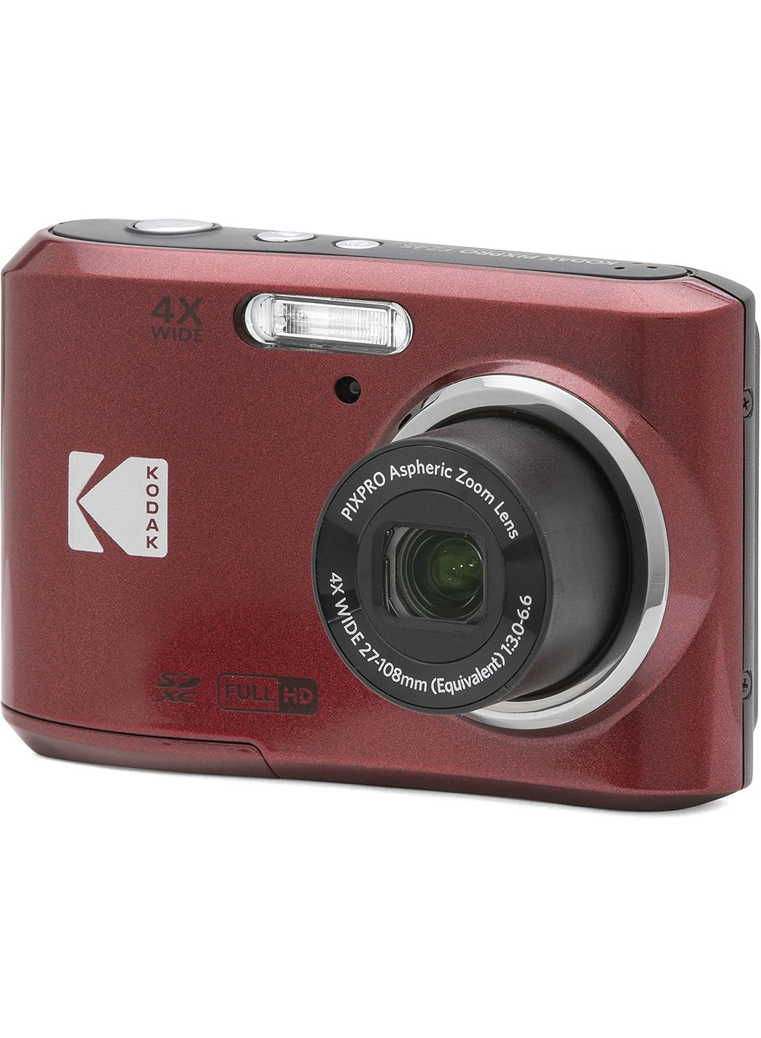 Kodak PIXPRO FZ45-RD 16MP Digital Camera 4X Optical Zoom 27mm Wide Angle 1080P Full HD Video 2.7" LCD Vlogging Camera Red