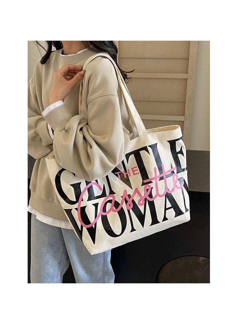 Gentle Woman large letter painted canvas bag versatile and fashionable shoulder bag - pzsku/Z52C3EBFF0C234366843BZ/45/1741766334/2df88ecc-0605-4757-bc83-76dd3fef41c1