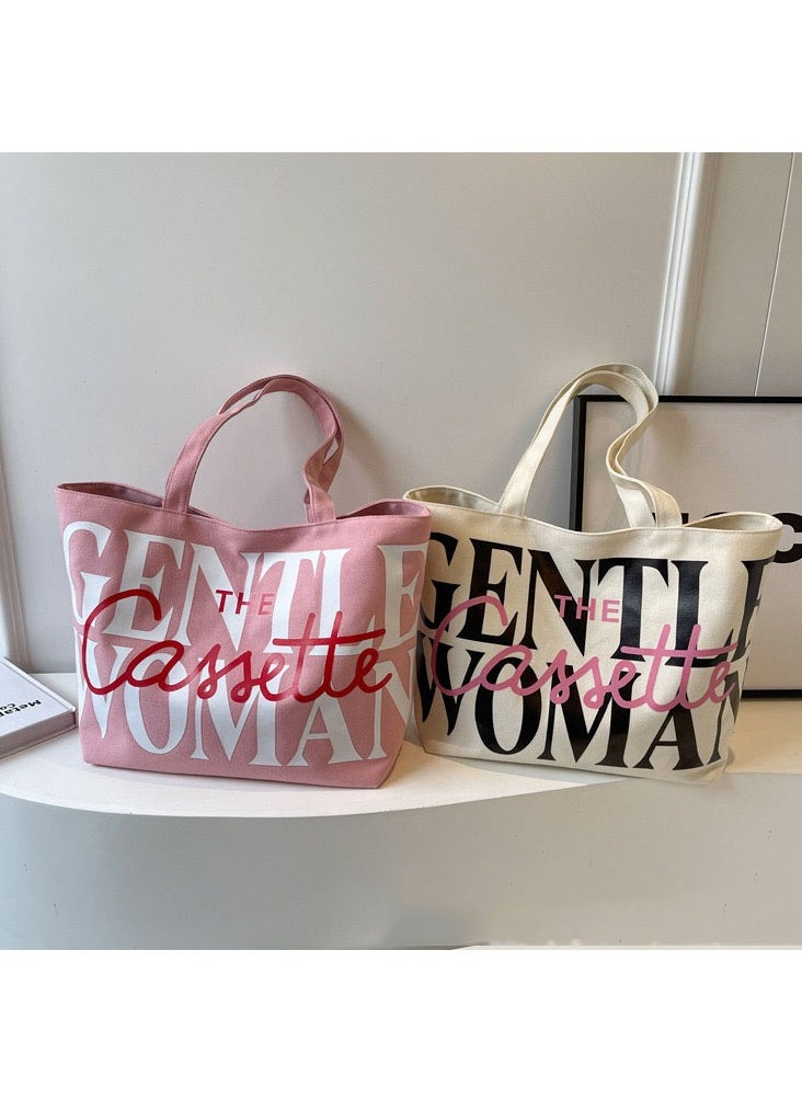 Gentle Woman large letter painted canvas bag versatile and fashionable shoulder bag - pzsku/Z52C3EBFF0C234366843BZ/45/1741766430/317b4f35-103f-4ec6-84c4-4463a34b1a55