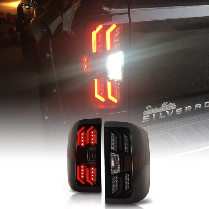 أضواء خلفية LED AUTOFREE لشيفروليه سيلفرادو 1500 2014-2018 شيفروليه سيلفرادو 2500HD 3500HD 2015-2018 غير مناسبة لسيلفرادو مع أضواء خلفية LED من المصنع عدسة دخانية