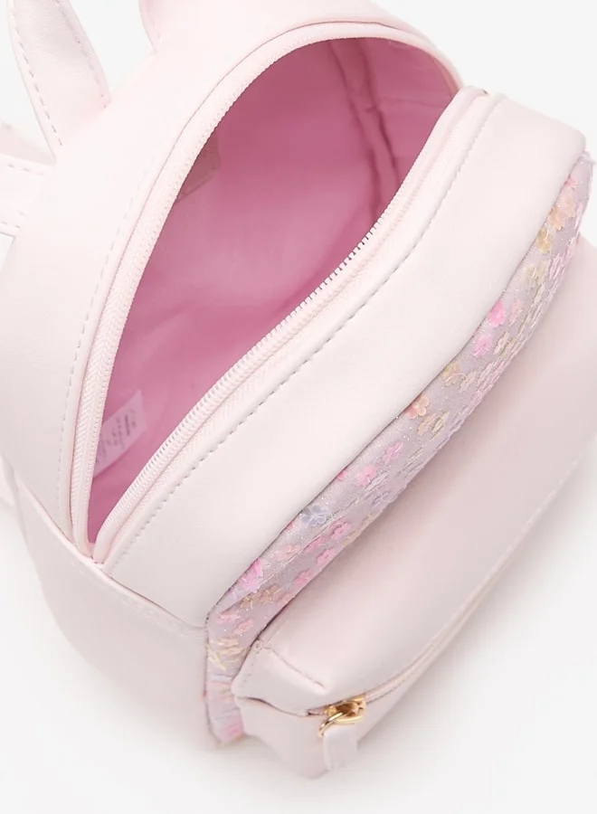MISSY Little Missy Floral Sequinned Backpack with Zip Closure and Front Pocket