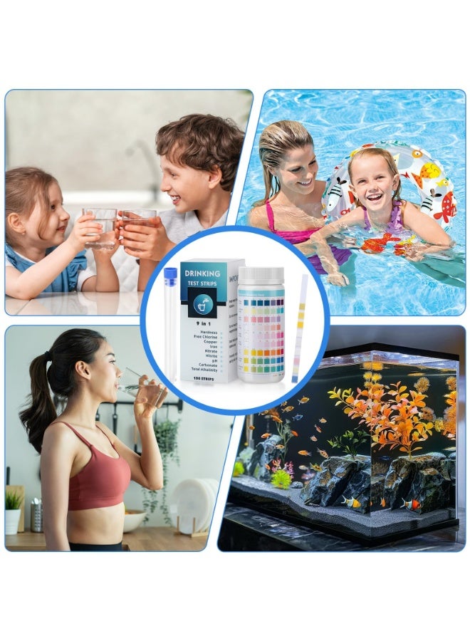 OSHIMA 100ct 9 in 1 Quick & Accurate Fish Tank Water Testing Kit, Drinking Water Test Strips Aquarium Test Strips for Testing Ph Water Hardness Chlorine Lead Nitrate Fluoride Drinking Water Pool Fish - Image 5