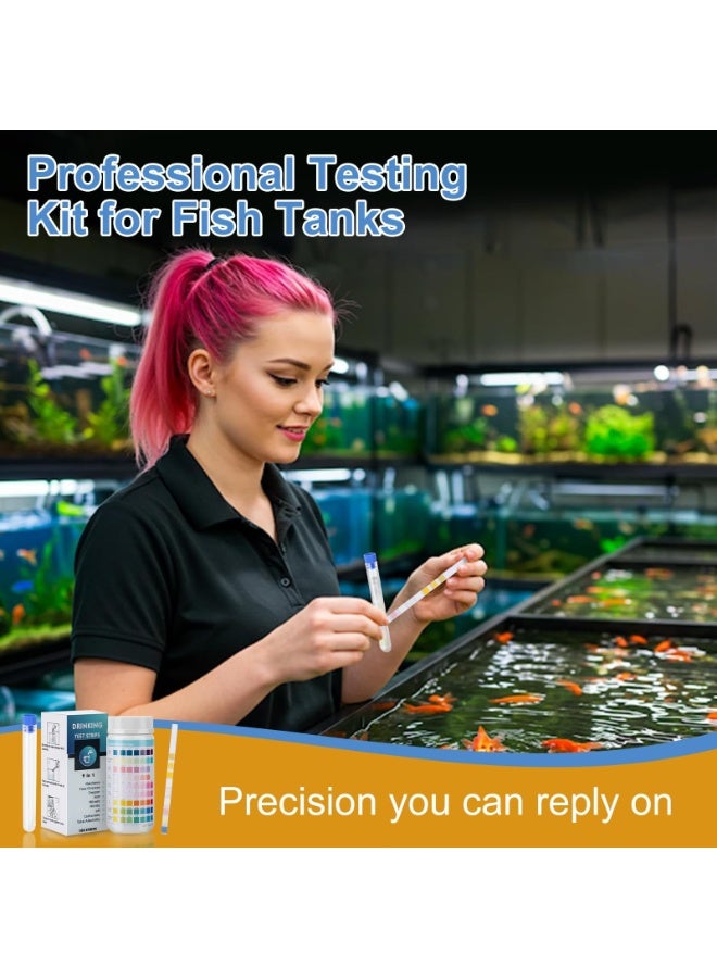OSHIMA 100ct 9 in 1 Quick & Accurate Fish Tank Water Testing Kit, Drinking Water Test Strips Aquarium Test Strips for Testing Ph Water Hardness Chlorine Lead Nitrate Fluoride Drinking Water Pool Fish - Image 3