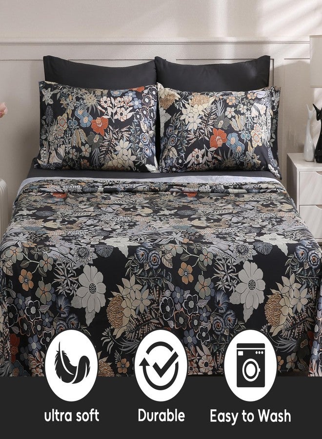 LONAVA Solid and Printed King Size Bed Sheet Set - 6-Piece, Includes Solid Fitted Sheet, Solid Pillowcases, OEKOTEX Certified, 100% Brushed Microfiber, Comfortable and Breathable, G24154 - Image 5