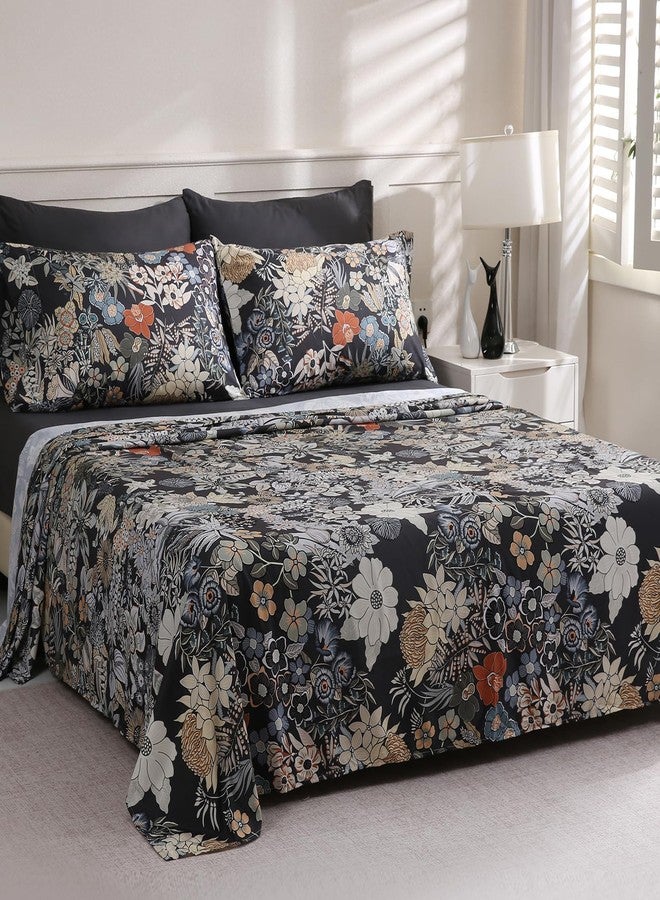 LONAVA Solid and Printed King Size Bed Sheet Set - 6-Piece, Includes Solid Fitted Sheet, Solid Pillowcases, OEKOTEX Certified, 100% Brushed Microfiber, Comfortable and Breathable, G24154 - Image 3