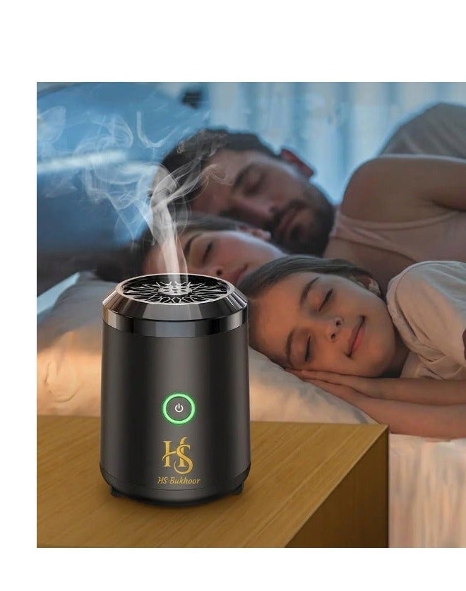 HS Bukhoor Stylish Portable Incense Burner | USB Rechargeable burner | Electric Arabic Mubkhara Device for Home Office and Car (Black) - Image 2