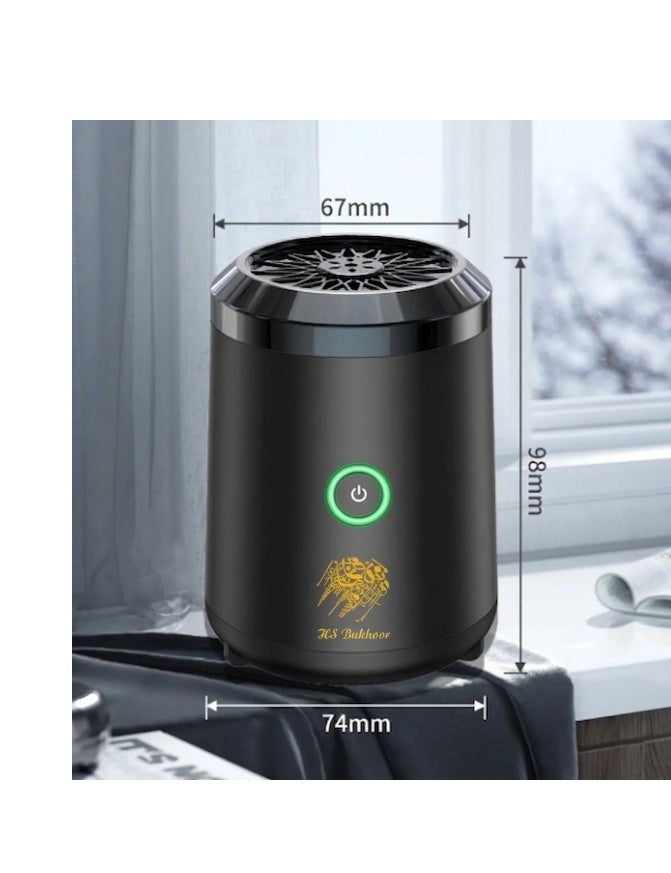 HS Bukhoor Stylish Portable Incense Burner | USB Rechargeable burner | Electric Arabic Mubkhara Device for Home Office and Car (Black) - Image 3