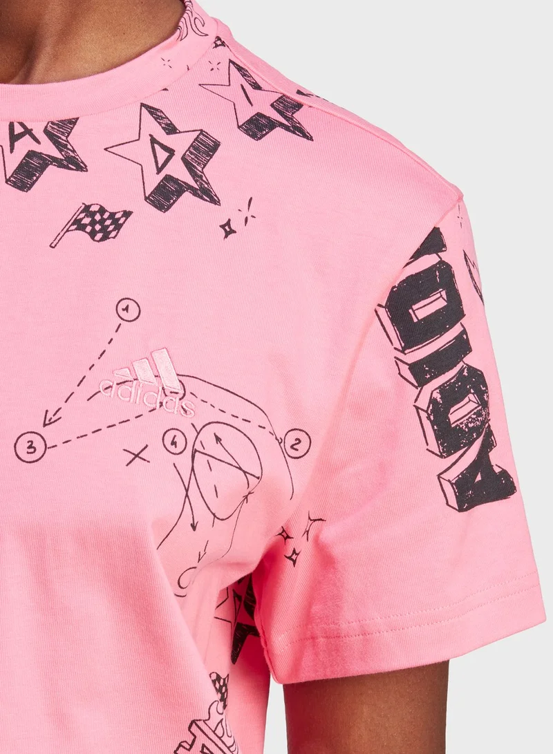 adidas فستان تيشيرت وردي