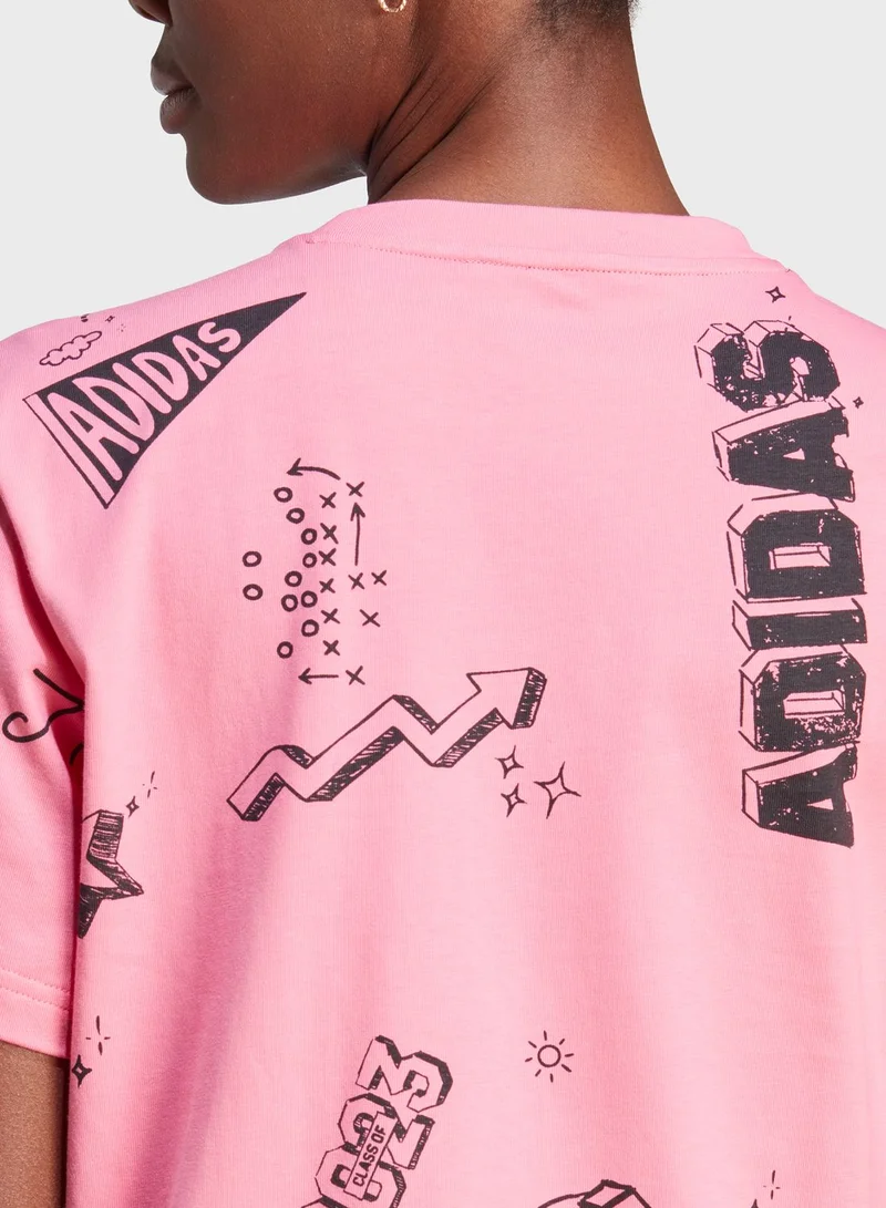 adidas فستان تيشيرت وردي