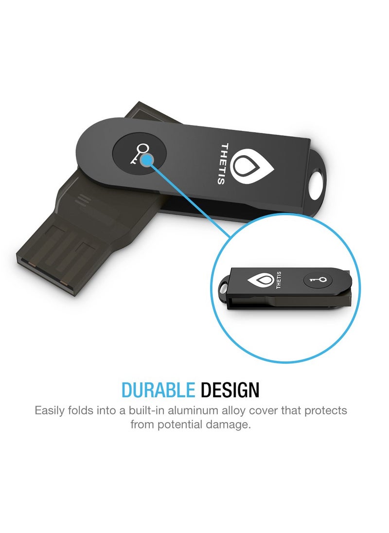 THETIS FIDO U2F Security Key, Thetis [Aluminum Folding Design] Universal Two Factor Authentication USB (Type A) for Extra Protection in Windows/Linux/Mac OS, Gmail, Facebook, Dropbox, SalesForce, GitHub  - Image 3