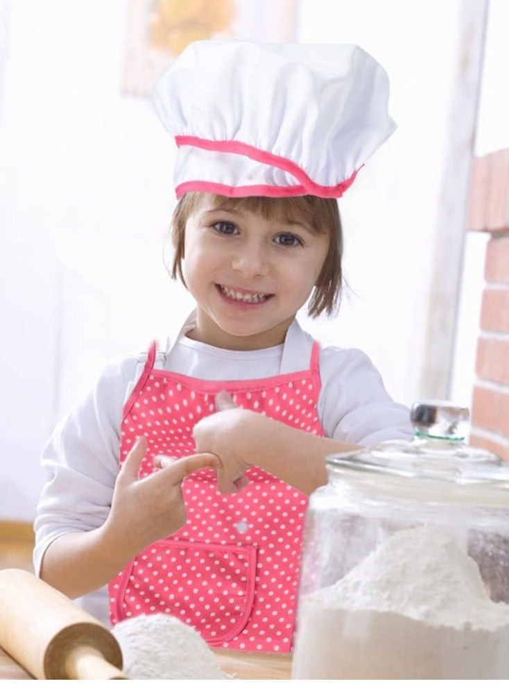 Flushrenic 11 piece set Chef Set for Kids,11pcs Kitchen Costume Role Play Kits,Girls Apron with Chef Hat,Cooking Mitt and Cookie Cutters (Rose red)  - Image 4