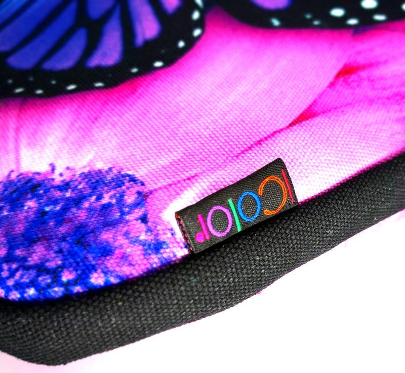 icolor 14.5-15.6 Inch Canvas Laptop Sleeve Bag Messenger Shoulder Case -Purple Butterfly - Image 4