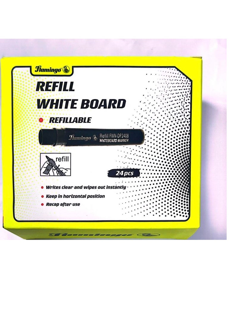 Flamingo 10-Pieces Whiteboard Markers With Refillable Tube Box Black Color - Image 3