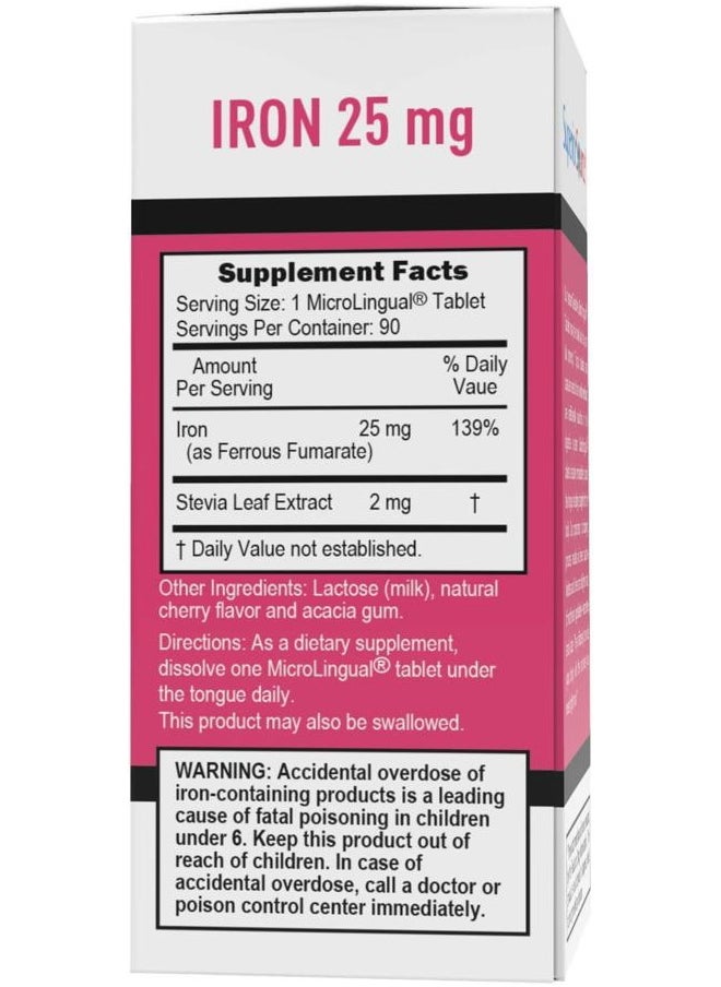 Superior Source Just Women - Iron 25 mg, (Ferrous Fumarate), Under The Tongue Quick Dissolve MicroLingual Tablets, 90 Count, Easily Absorbed, Assists Red Blood Cell Formation, Non-GMO  - Image 3