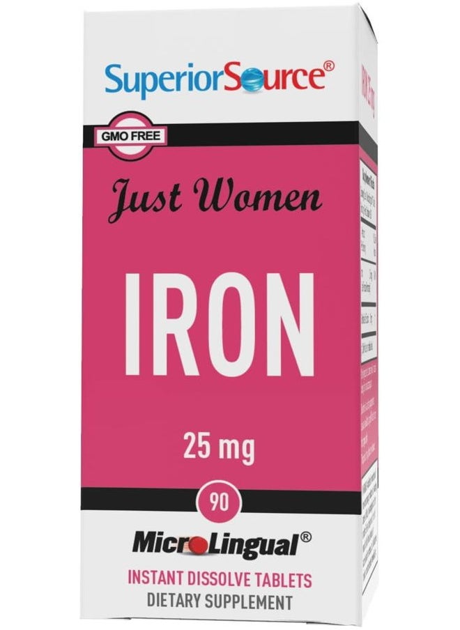 Superior Source Just Women - Iron 25 mg, (Ferrous Fumarate), Under The Tongue Quick Dissolve MicroLingual Tablets, 90 Count, Easily Absorbed, Assists Red Blood Cell Formation, Non-GMO  - Image 4