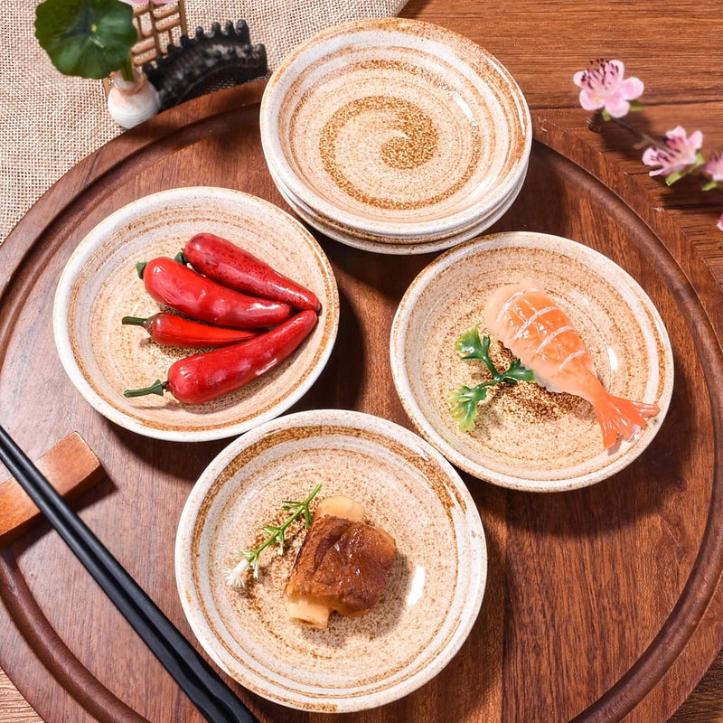 BOSILI Japanese Ceramic Soy Sauce Dish Set of 5 Porcelain Side Dishes for Sushi Seasoning Dipping - Image 3