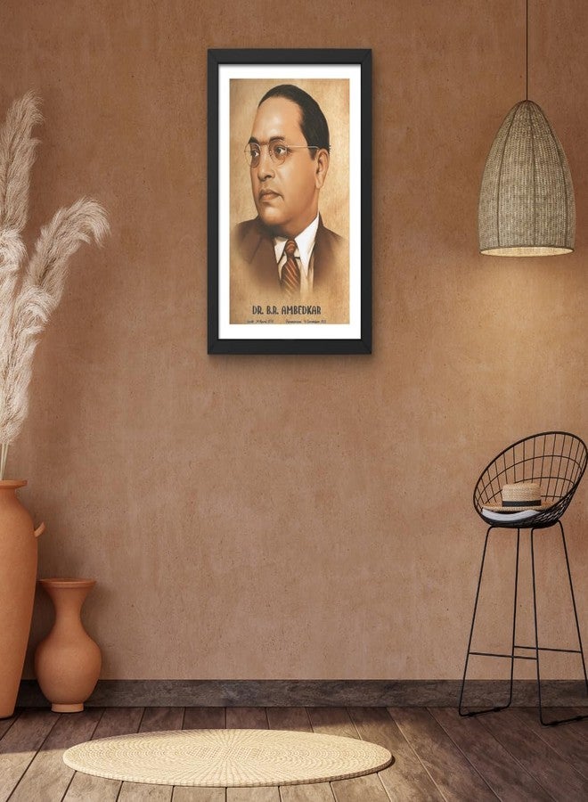 CRAFT QUEST UV Textured Decorative Art Print of Indian Freedom Fighter Dr. B. R. Ambedkar with Wooden Synthetic Frame Painting (Brown, 10 X 13 Inches) - Image 4