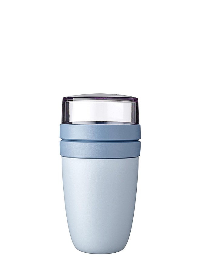 Mepal overnight oat jar - Mini - Practical Yoghurt Cup & Muesli Cup - Separate Compartments for Yoghurt & Muesli - Suitable for Freezer, Microwave & Dishwasher - 300 ml + 120 ml - Nordic Blue - Image 1