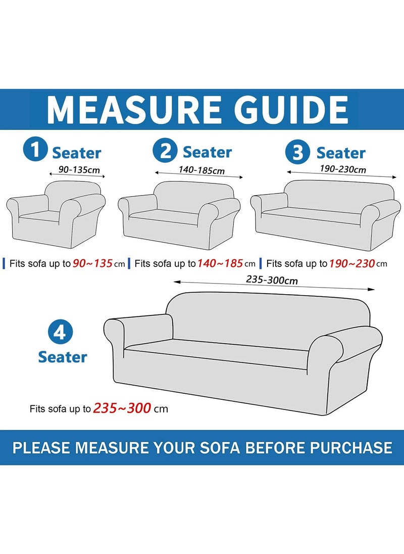 Dominy Sofa Cover,Elastic Couch Cover with Skirt, Spandex Non-Slip Soft Couch Covers, Furniture Protector Washable Soft Solid Color Sofa Cover for Living Room (Light Grey,2 Seater(140-185cm)  - Image 5