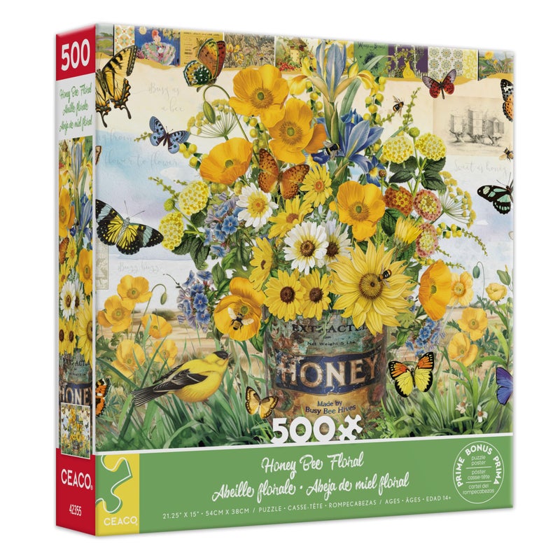 Ceaco Barbara Anderson Honey Bee Floral 500 Piece Jigsaw Puzzle Relaxing and Fun Activity for Adults - Image 3