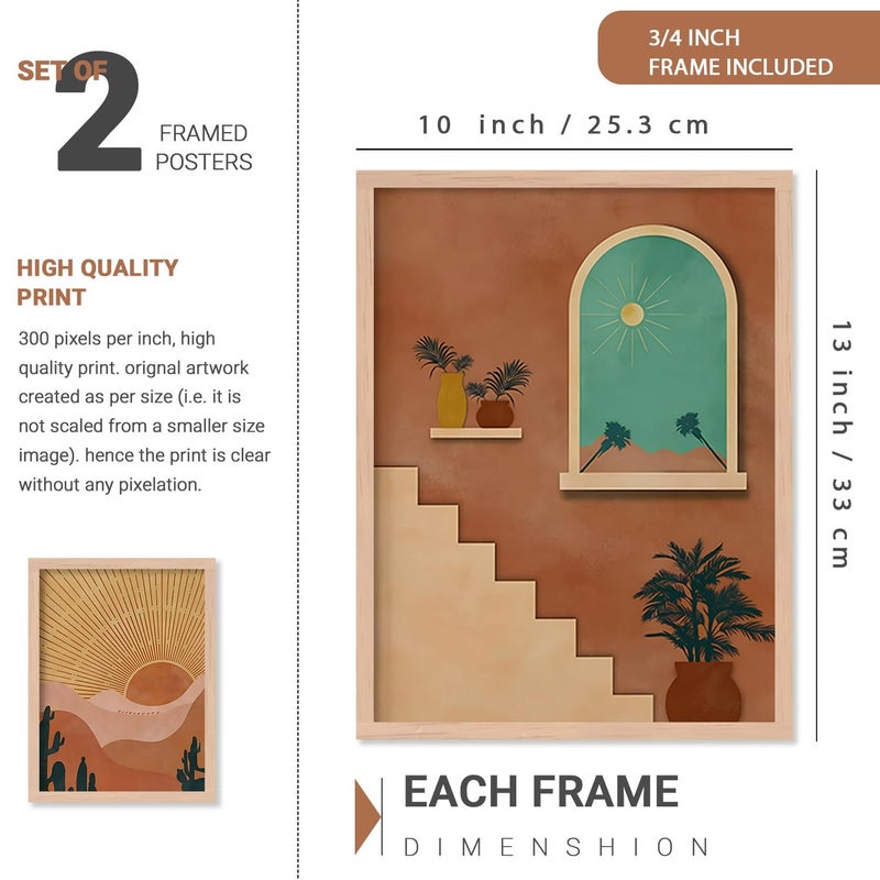 kotart Wood Premium Digital Paintings With Frame For Home Decoration Modern Art Painting For Living Room Bedroom Office Room Decor Pack Of 4 Minimalist Design 02 - Image 2