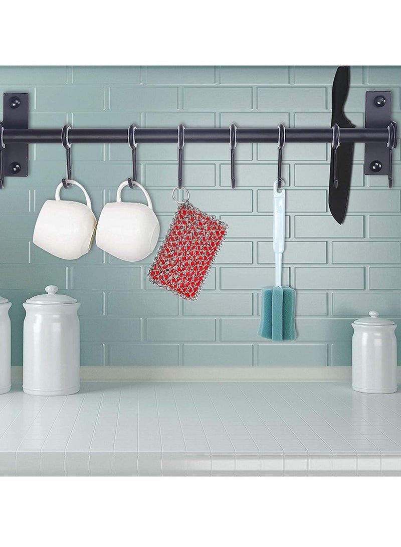 Excefore Cast Iron Skillet Cleaner, Upgraded Chainmail Scrubber Chain Scrub Pan 316 Stainless Steel Metal Scraper Brush for Cleaning Castiron Pan, Griddle, Kitchen Cookware (Red) - Image 5