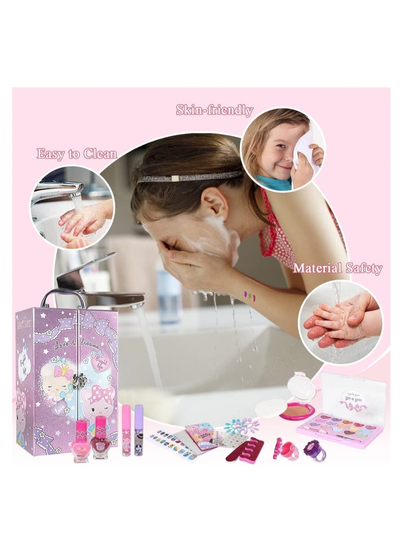 DMG TECH Kids Makeup Kit for Girls Princess Cosmetic Set for Children Real Washable Play Pretend Makeup Set Non-Toxic Makeup Toys Kit  - Image 3