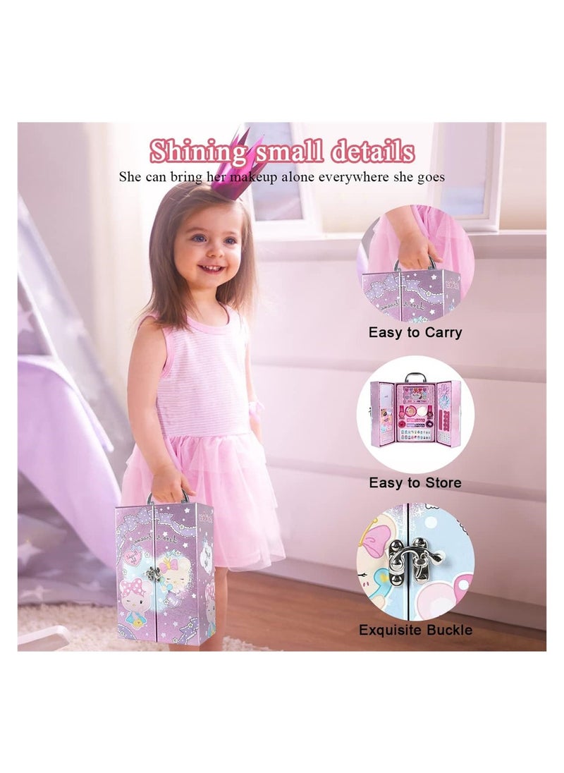 DMG TECH Kids Makeup Kit for Girls Princess Cosmetic Set for Children Real Washable Play Pretend Makeup Set Non-Toxic Makeup Toys Kit  - Image 2